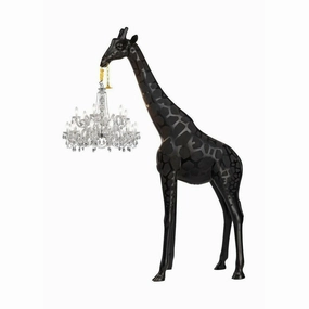Qeeboo Giraffe In Love Outdoor Floor Lamp H 4m, Black garden LED light