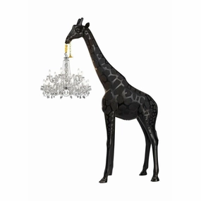 Qeeboo Giraffe In Love Outdoor Floor Lamp H 4m, Black ambient lighting fixture