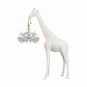 Qeeboo Giraffe In Love Outdoor Floor Lamp H 4m, White garden LED light