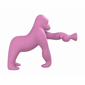 Qeeboo Kong Floor Lamp By Stefano Giovannoni H 1.4m, Pink garden LED light