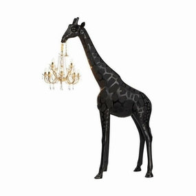 Qeeboo New Giraffe In Love Floor Lamp M H 2.65m, Black garden LED light