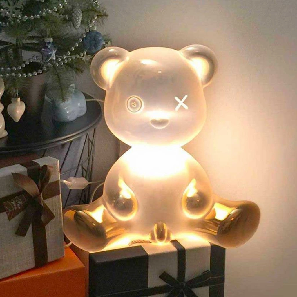 Qeeboo Teddy Boy Table Lamp With Cable Metal Finish, Copper