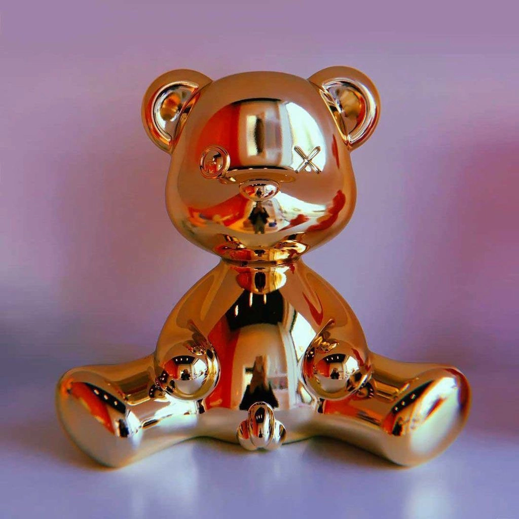 Qeeboo Teddy Boy Table Lamp With Cable Metal Finish, Gold