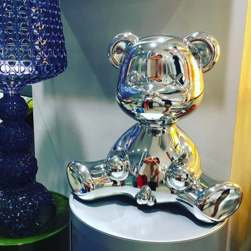 Qeeboo Teddy Boy Table Lamp With Cable Metal Finish, Silver