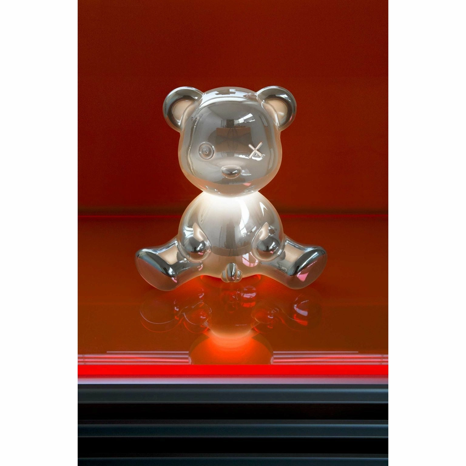 Qeeboo Teddy Boy Table Lamp With Cable Metal Finish, Silver