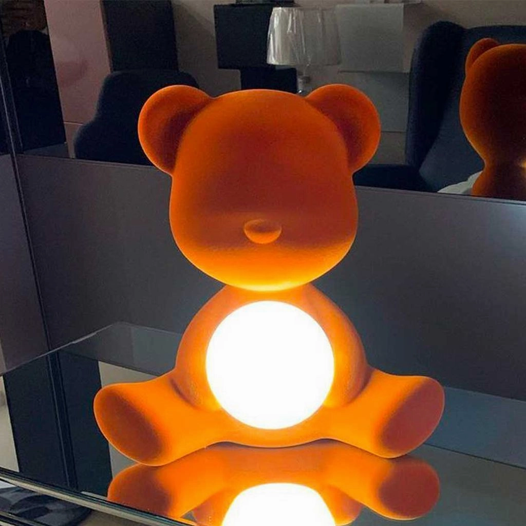 Qeeboo Teddy Girl Led Rechargeable Table Lamp Velvet Finish, Dark Brown