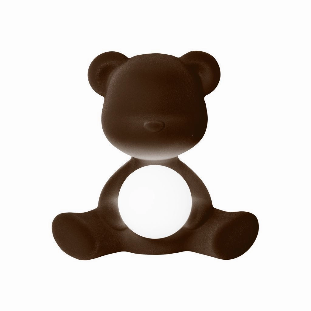 Qeeboo Teddy Girl Led Rechargeable Table Lamp Velvet Finish, Dark Brown