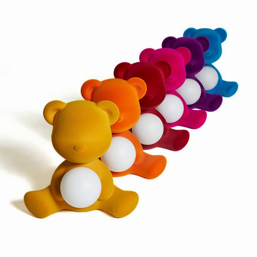 Qeeboo Teddy Girl Led Rechargeable Table Lamp Velvet Finish, Dark Gold