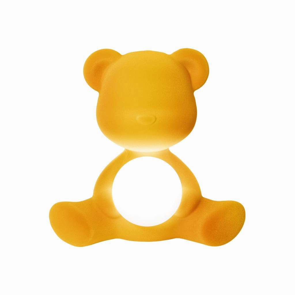 Qeeboo Teddy Girl Led Rechargeable Table Lamp Velvet Finish, Dark Gold