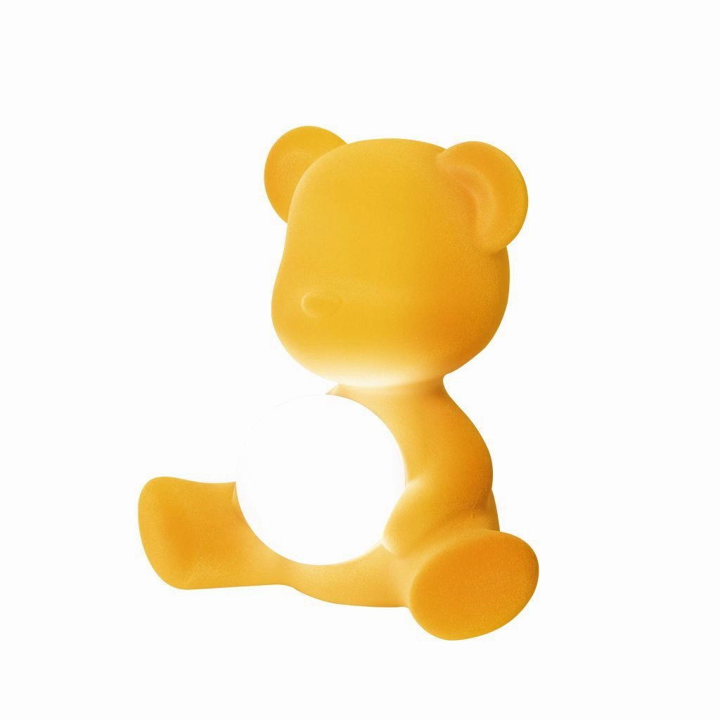 Qeeboo Teddy Girl Led Rechargeable Table Lamp Velvet Finish, Dark Gold