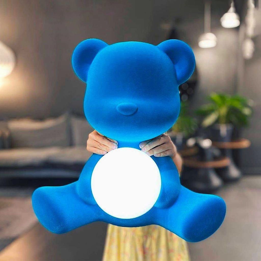 Qeeboo Teddy Girl Led Rechargeable Table Lamp Velvet Finish, Fuxia