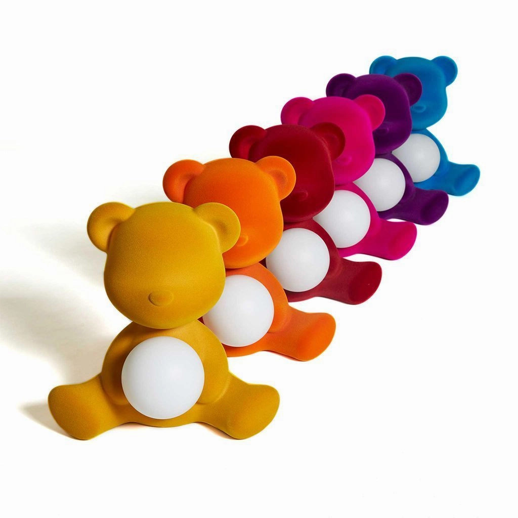 Qeeboo Teddy Girl Led Rechargeable Table Lamp Velvet Finish, Fuxia