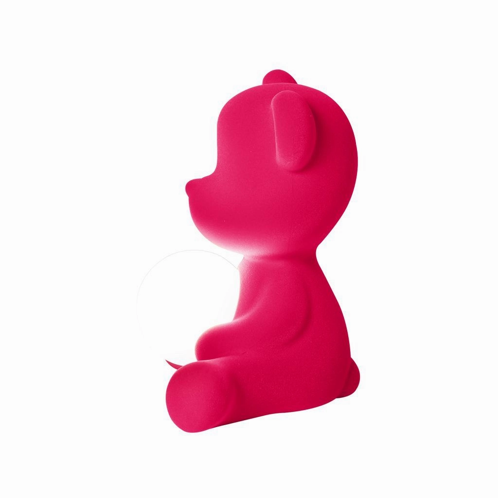Qeeboo Teddy Girl Led Rechargeable Table Lamp Velvet Finish, Fuxia