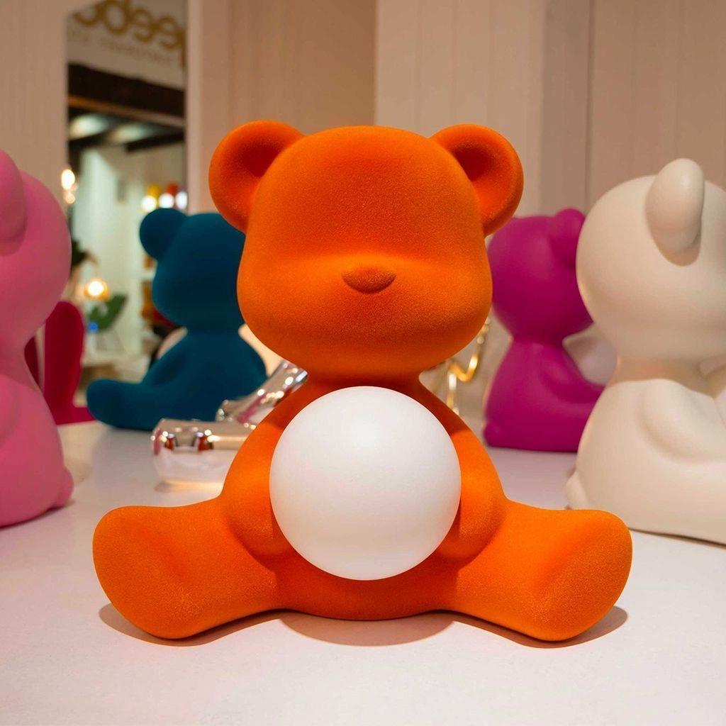 Qeeboo Teddy Girl Led Rechargeable Table Lamp Velvet Finish, Fuxia