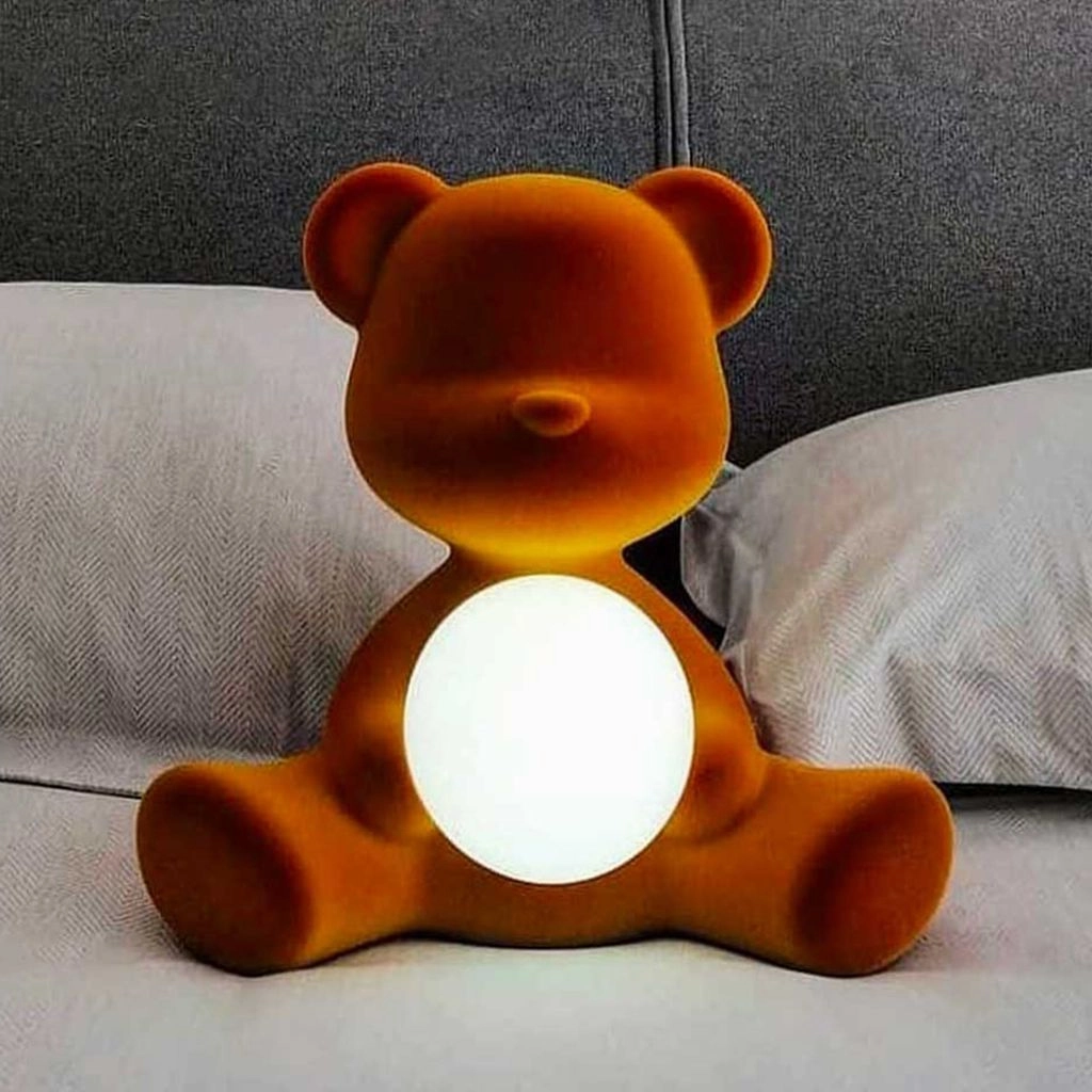 Qeeboo Teddy Girl Led Rechargeable Table Lamp Velvet Finish, Fuxia