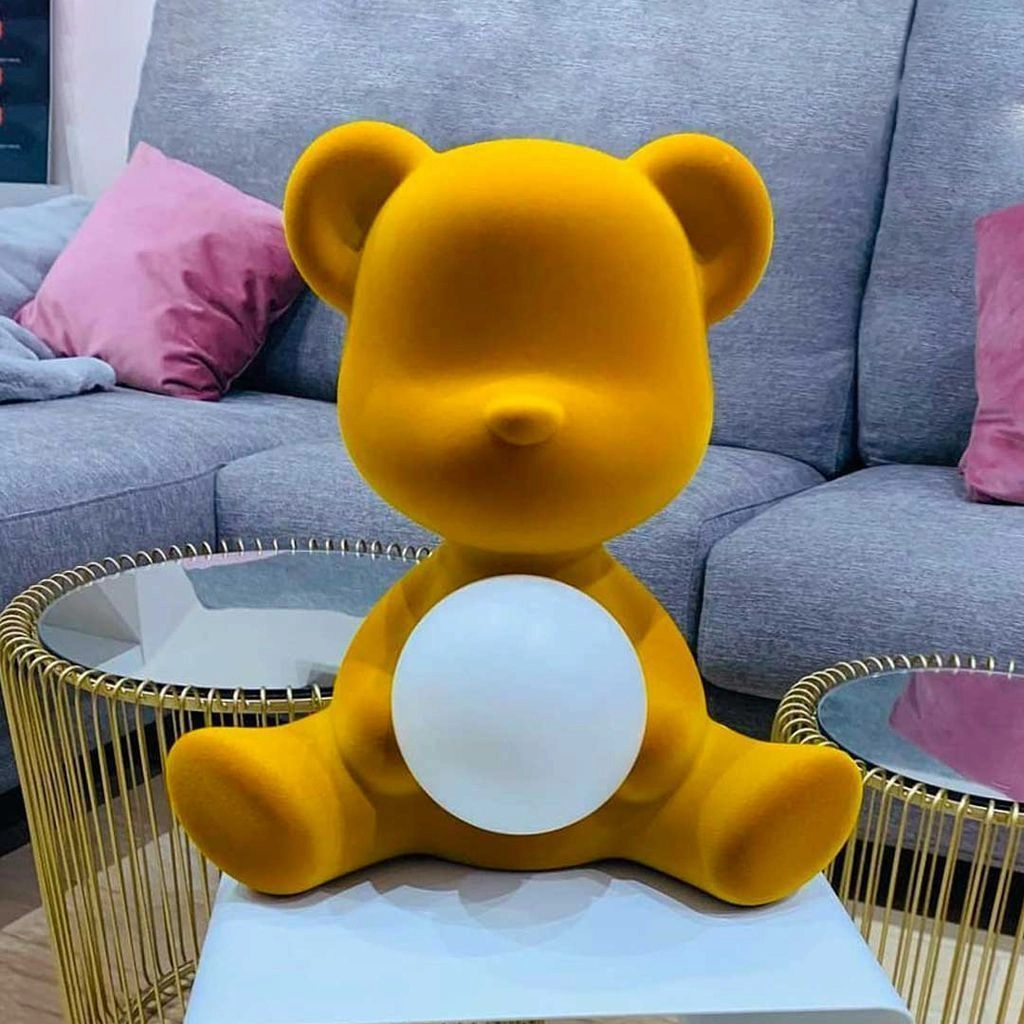 Qeeboo Teddy Girl Led Rechargeable Table Lamp Velvet Finish, Fuxia
