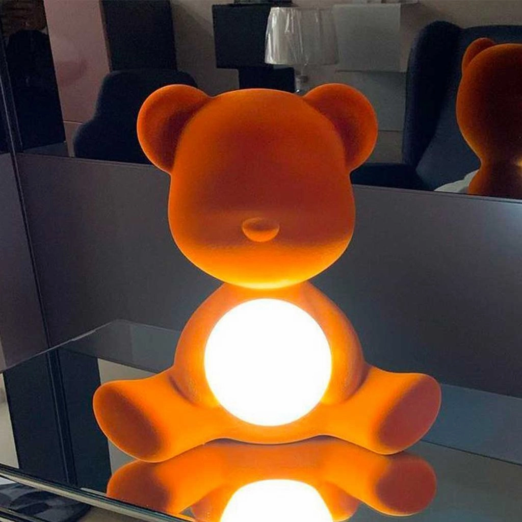Qeeboo Teddy Girl Led Rechargeable Table Lamp Velvet Finish, Fuxia