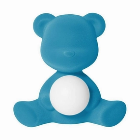 Qeeboo Teddy Girl Led Rechargeable Table Lamp Velvet Finish, Light Blue Louis Poulsen chandelier