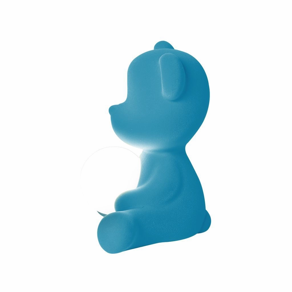 Qeeboo Teddy Girl Led Rechargeable Table Lamp Velvet Finish, Light Blue