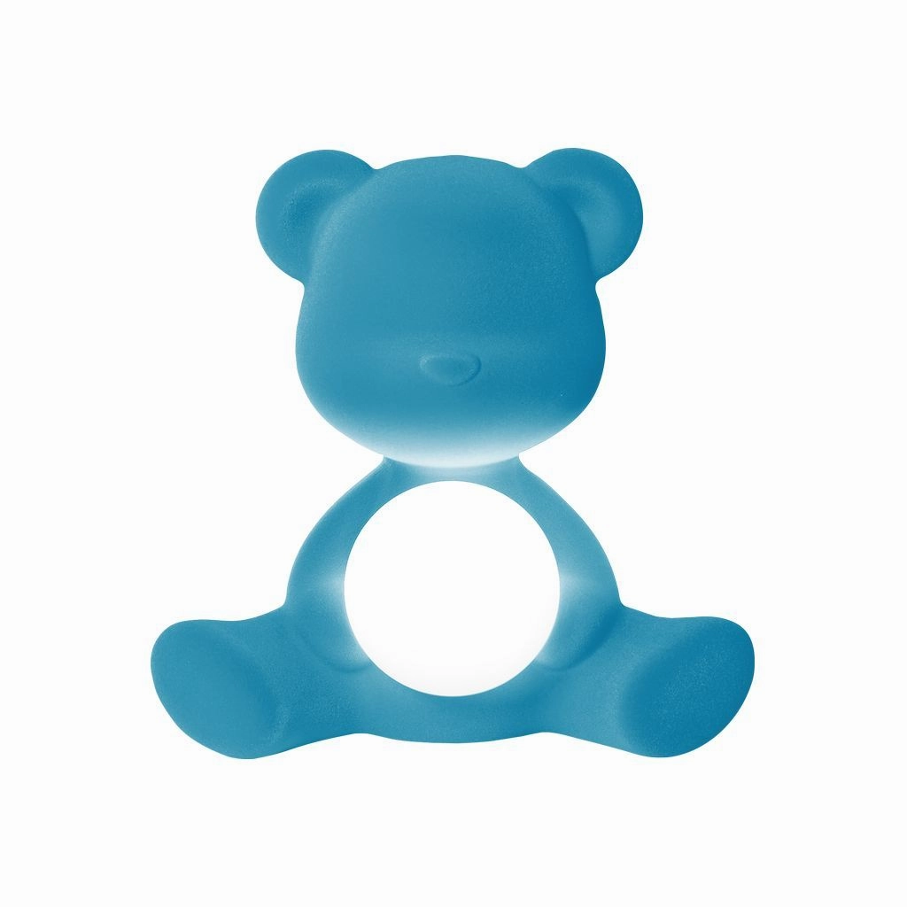 Qeeboo Teddy Girl Led Rechargeable Table Lamp Velvet Finish, Light Blue