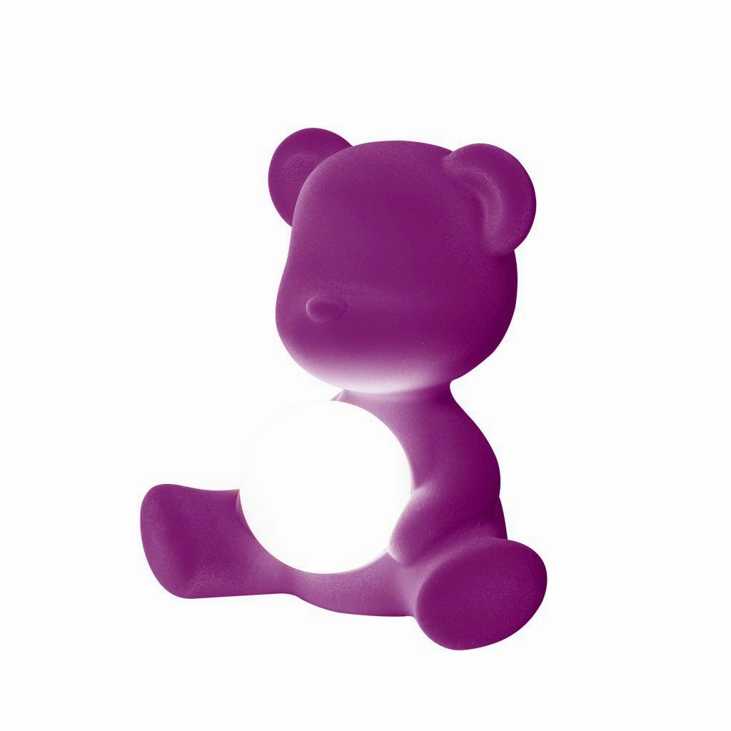 Qeeboo Teddy Girl Led Rechargeable Table Lamp Velvet Finish, Purple