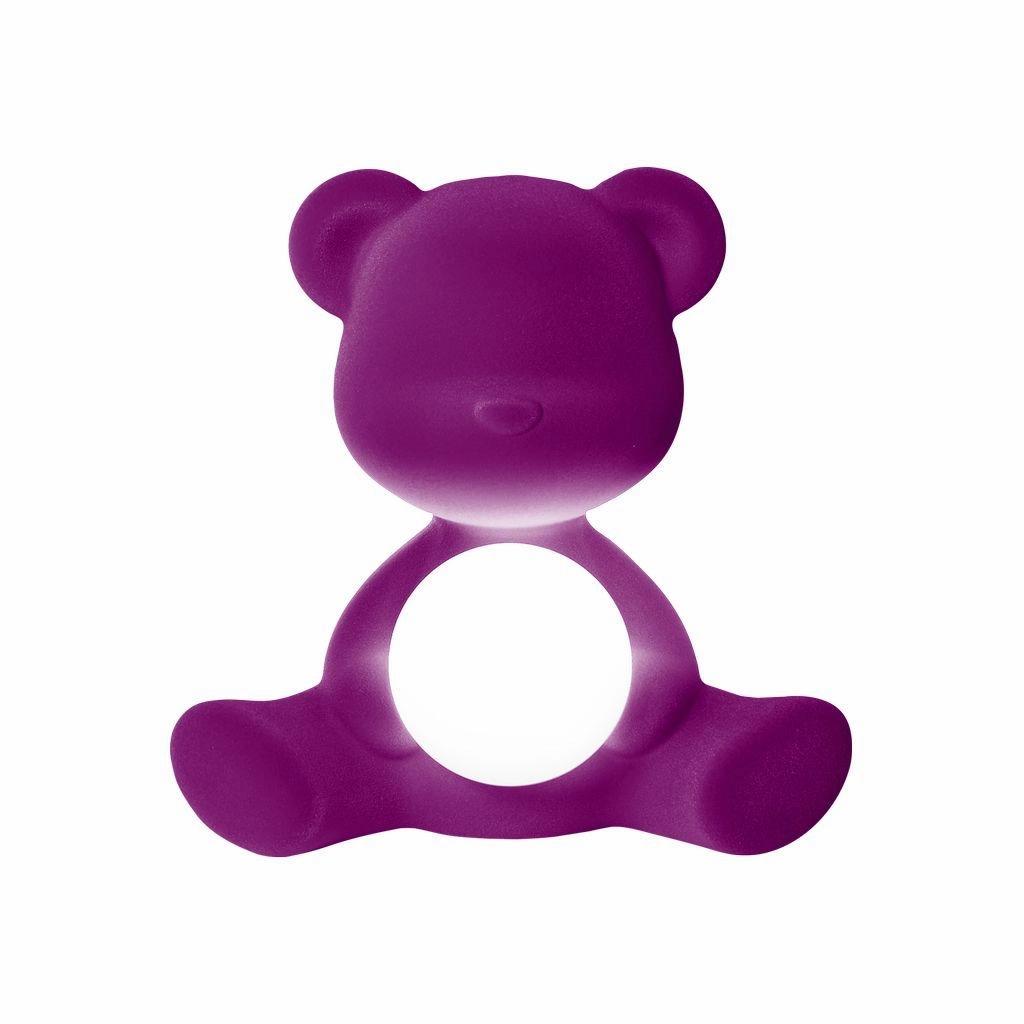 Qeeboo Teddy Girl Led Rechargeable Table Lamp Velvet Finish, Purple