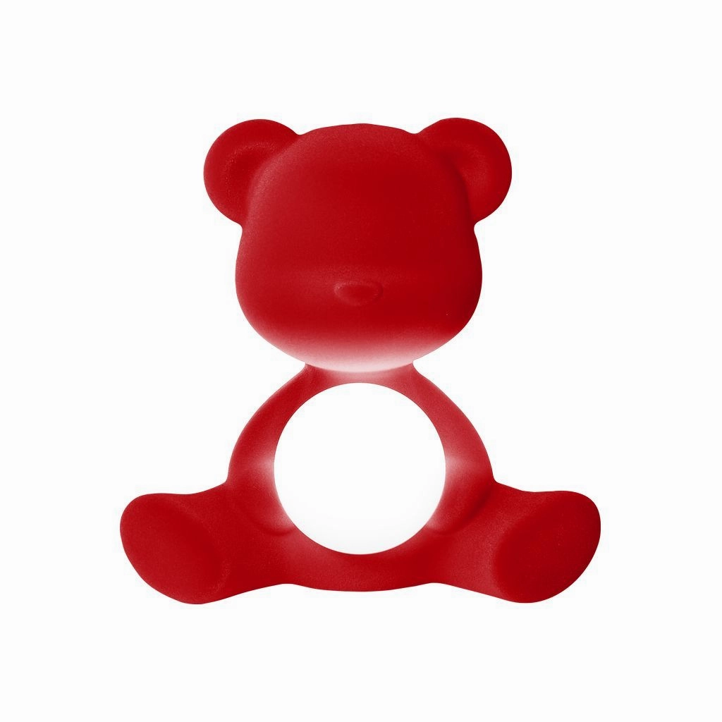 Qeeboo Teddy Girl Led Rechargeable Table Lamp Velvet Finish, Red