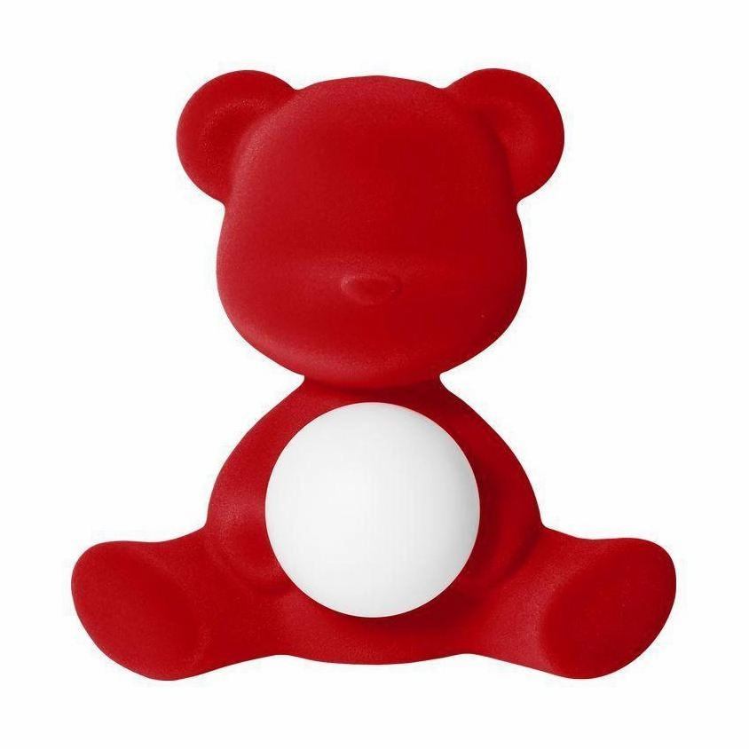 Qeeboo Teddy Girl Led Rechargeable Table Lamp Velvet Finish, Red designer outdoor lamp