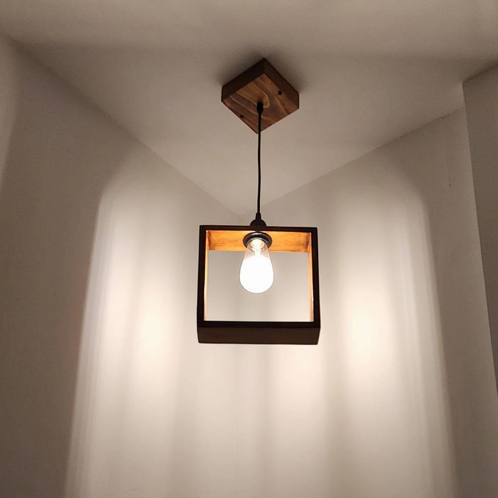Quattro Brown Wooden Single Hanging Lamp