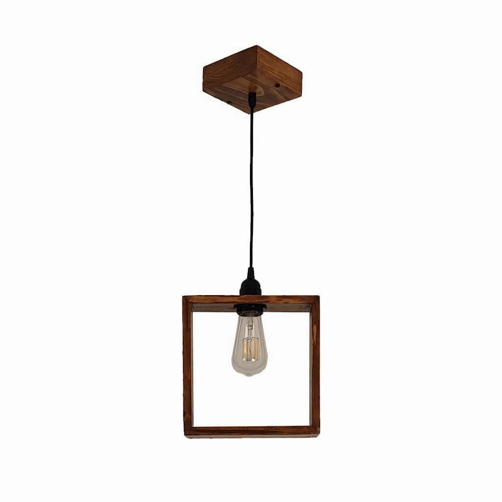 Quattro Brown Wooden Single Hanging Lamp