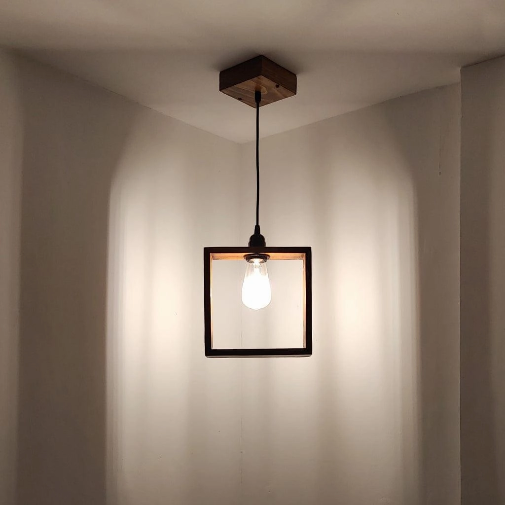 Quattro Brown Wooden Single Hanging Lamp