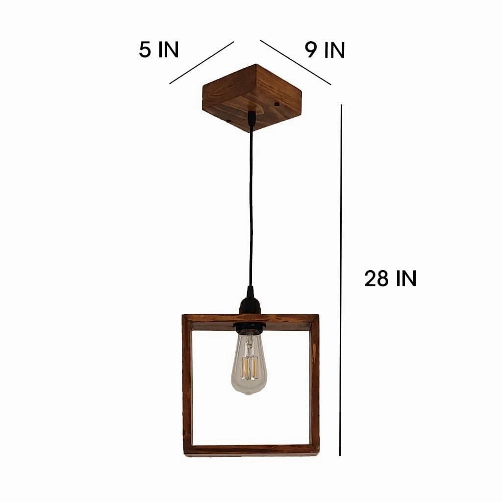 Quattro Brown Wooden Single Hanging Lamp
