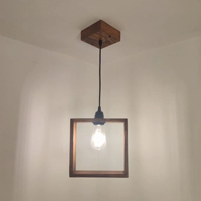 Quattro Brown Wooden Single Hanging Lamp contemporary ceiling fixture