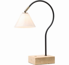 QUESTION PORTABLE BORDLAMPE SORT ANTIK MESSING/OPAL GLAS ambient lighting fixture