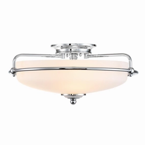 Quoizel Griffin 3 Light Frosted Glass Chrome Ceiling Flush simple ceiling design light