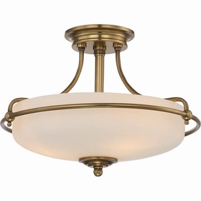 Quoizel Griffin 3 Light Semi-Flush Brass Ceiling Light simple ceiling design light