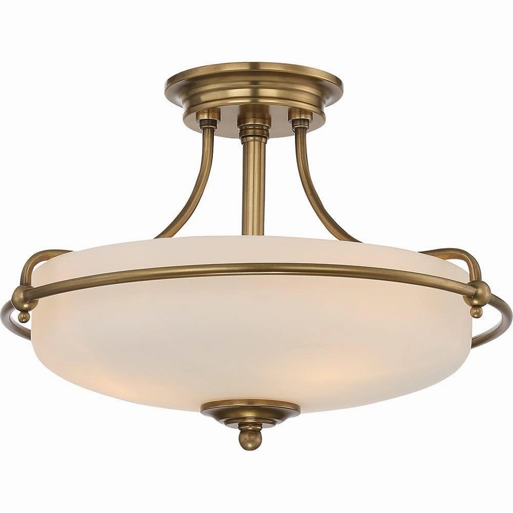 Quoizel Griffin 3 Light Semi-Flush Brass Ceiling Light simple ceiling design light