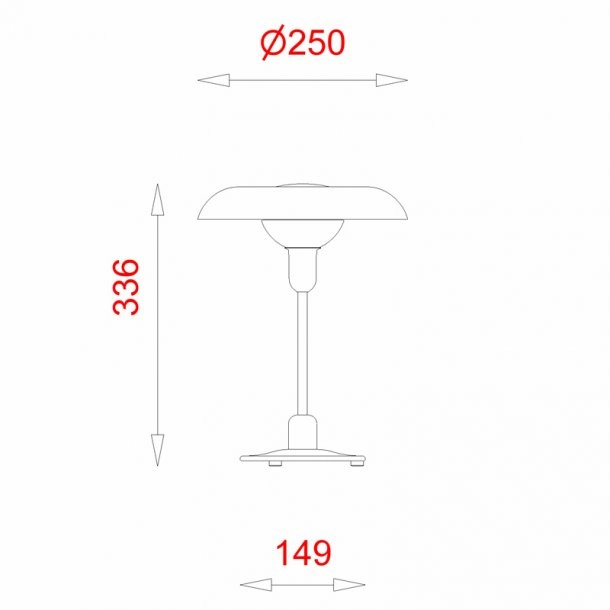 Ra250 mm Desk Metal Sort (G9 40w) - Designed 1931 - Bordlampe