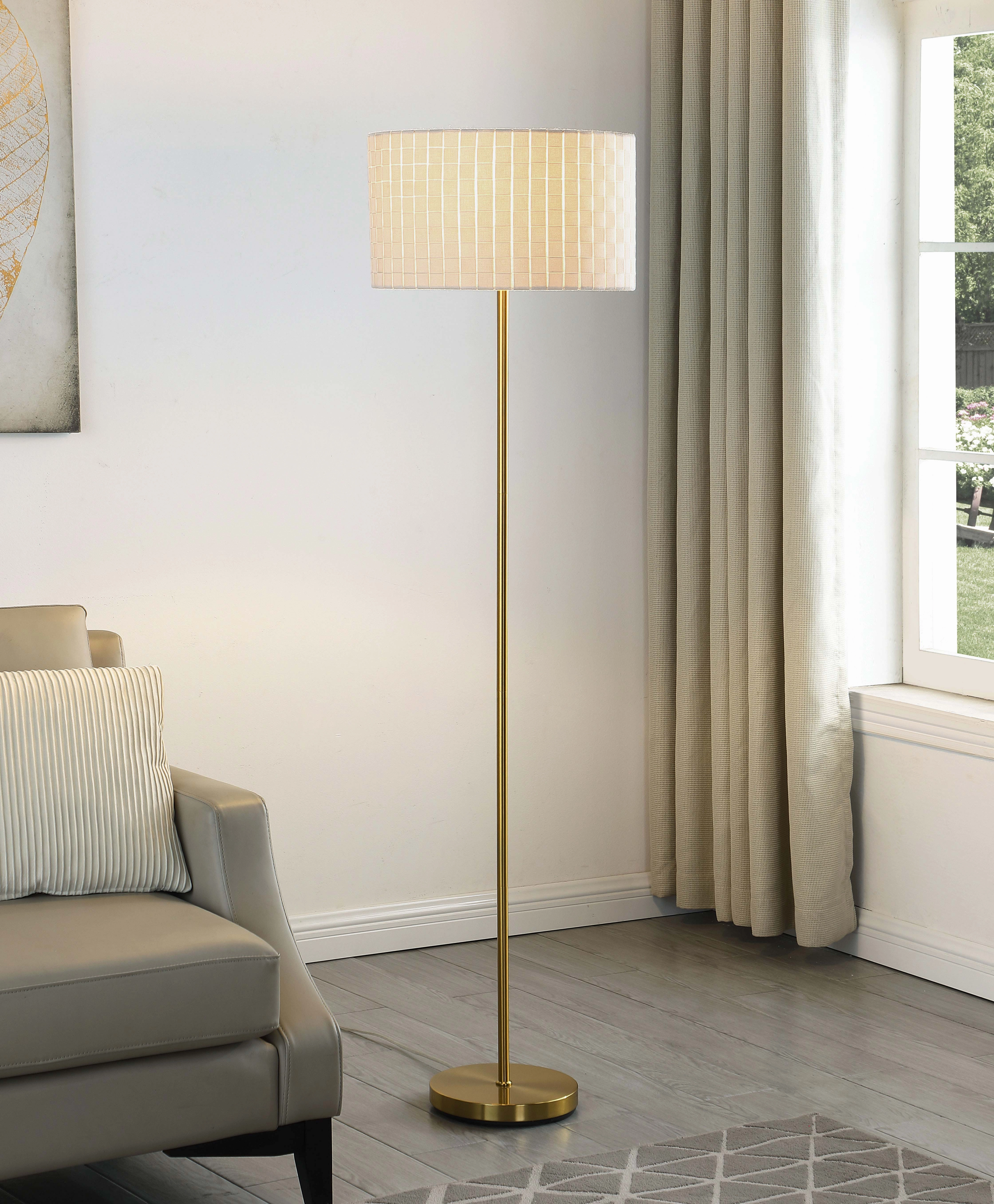 Ramiro Drum Shade Floor Lamp Gold mini decorative bulb