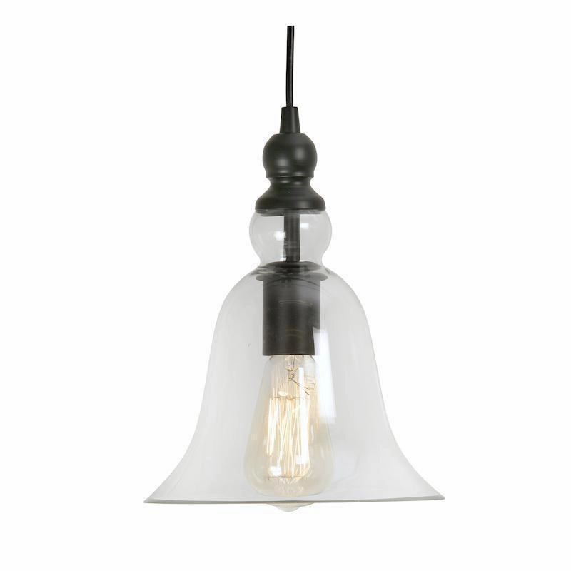 Randers 1 Light Black Pendant Ceiling Light - Glass Shade modern ceiling lamp