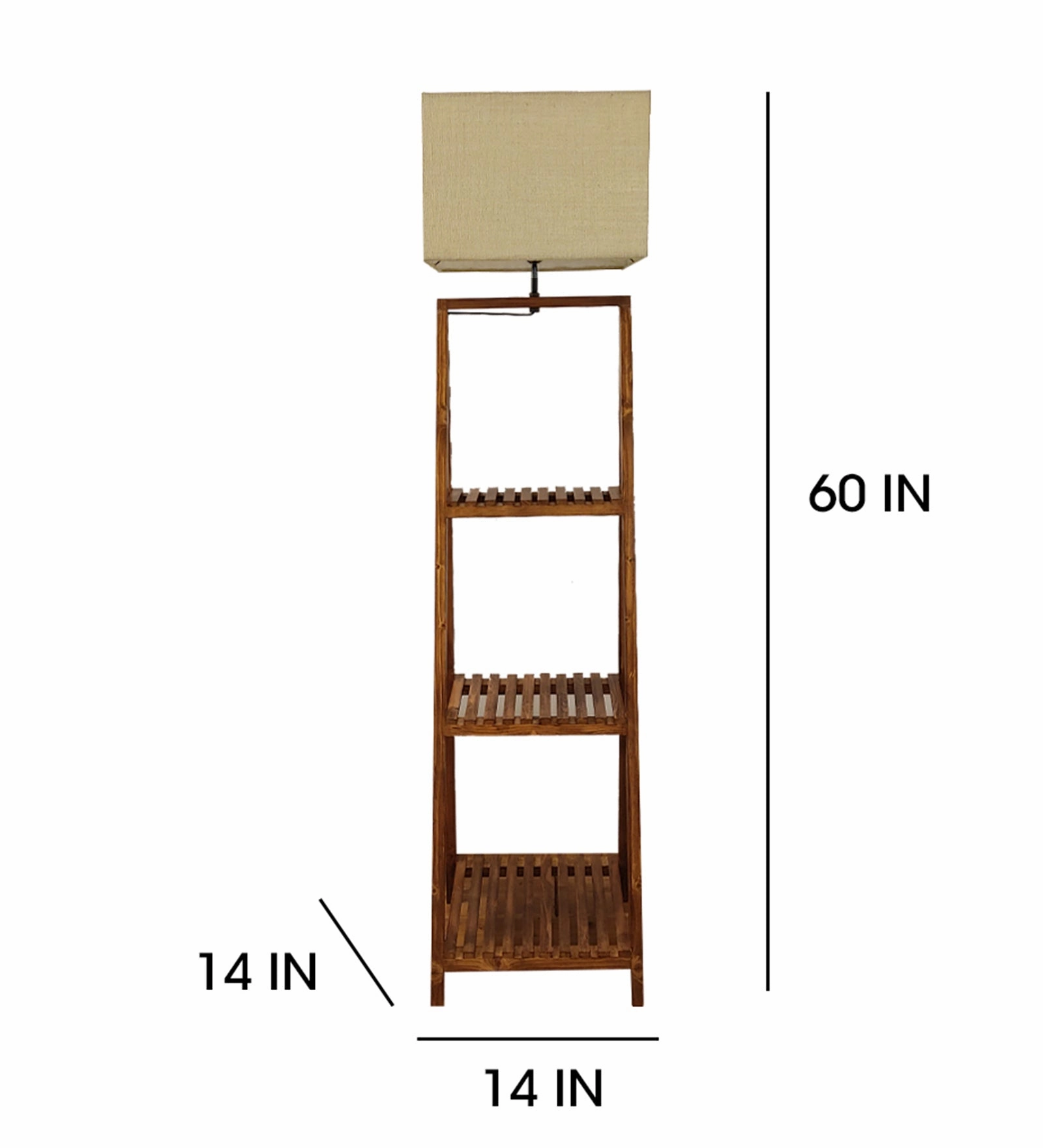 Raphael Wooden Floor Lamp with Brown Base and Jute Fabric Lampshade (BULB NOT INCLUDED)