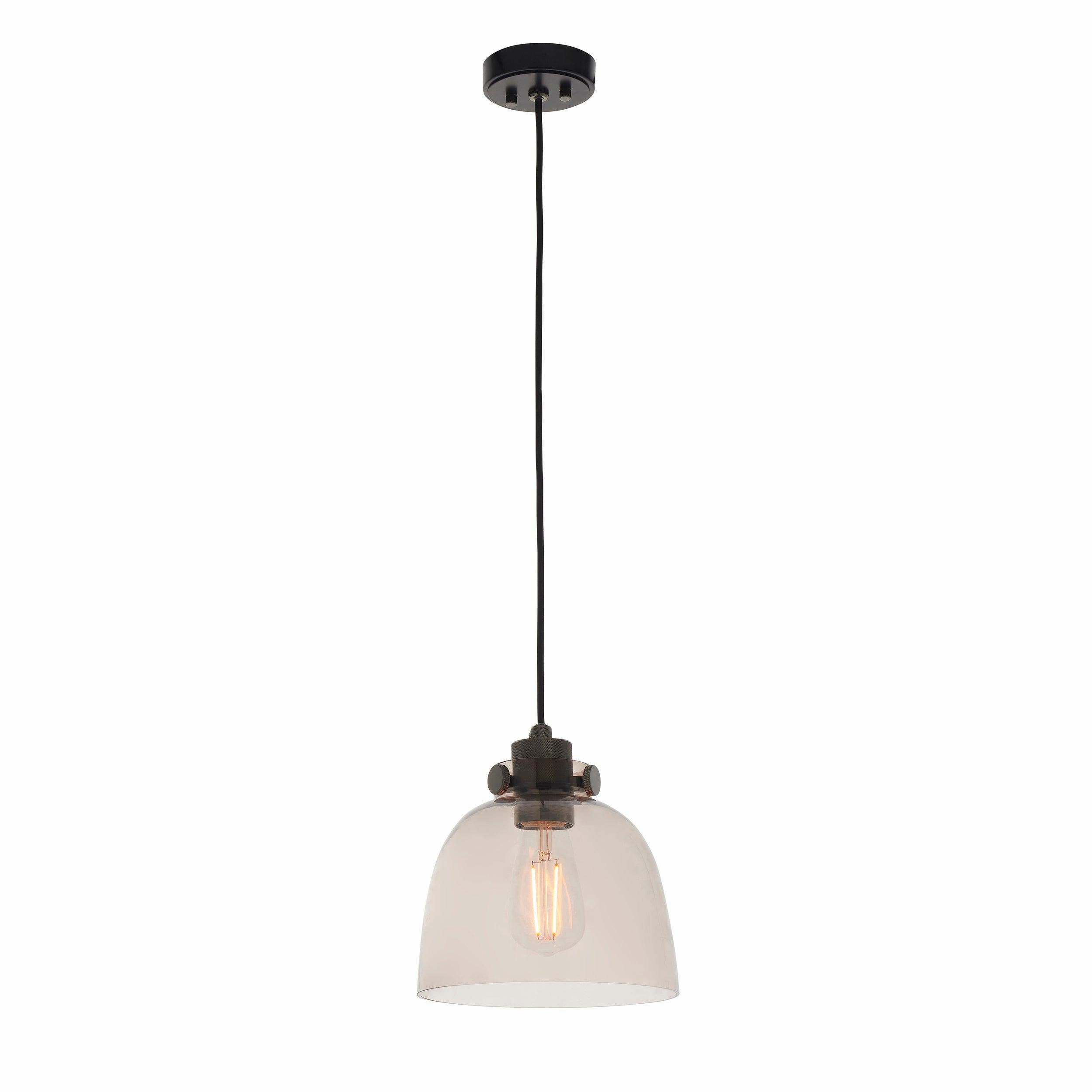 Reading Black Chrome Pendant - Tinted Glass Shade