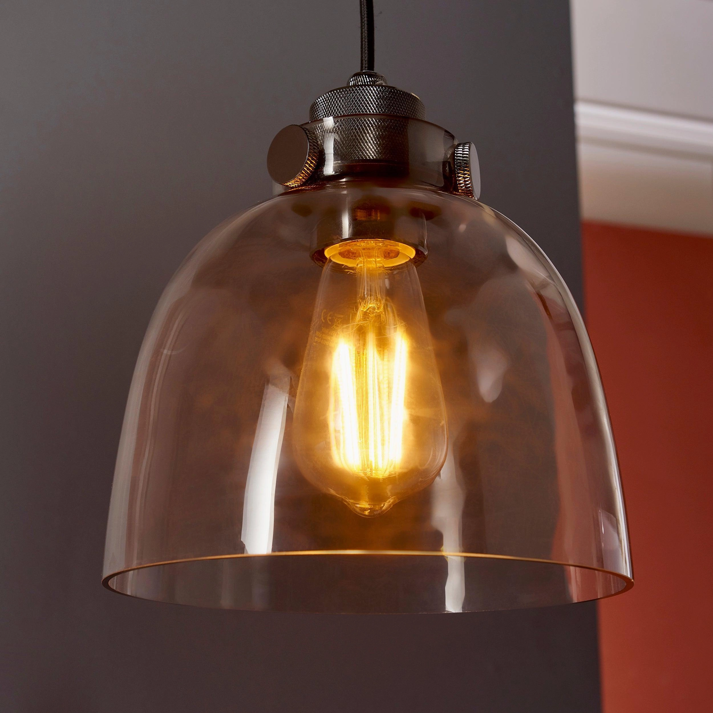 Reading Black Chrome Pendant - Tinted Glass Shade