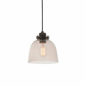 Reading Black Chrome Pendant - Tinted Glass Shade minimalist ceiling light
