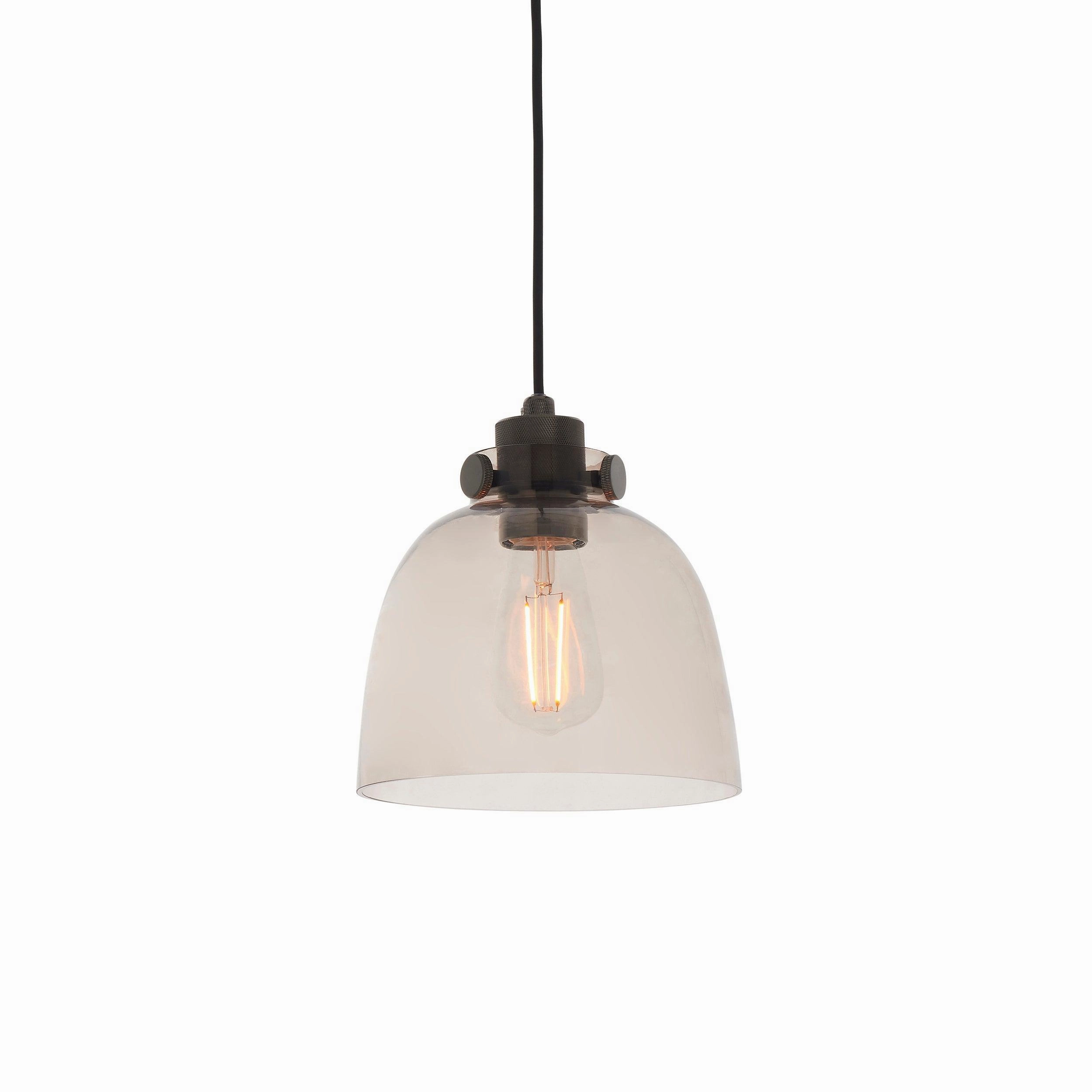 Reading Black Chrome Pendant - Tinted Glass Shade minimalist ceiling light