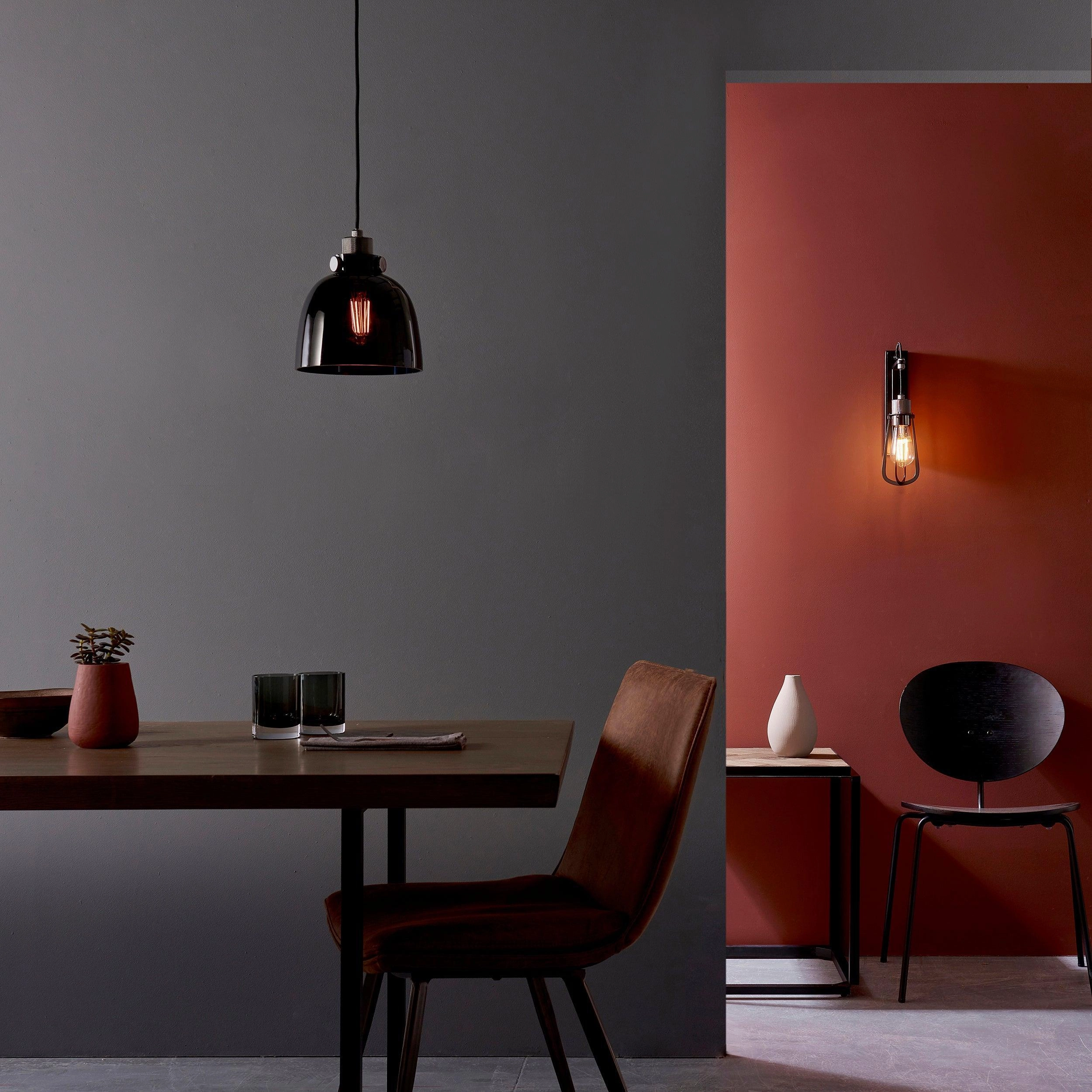 Reading Black Chrome Pendant With Black Tinted Glass Shade