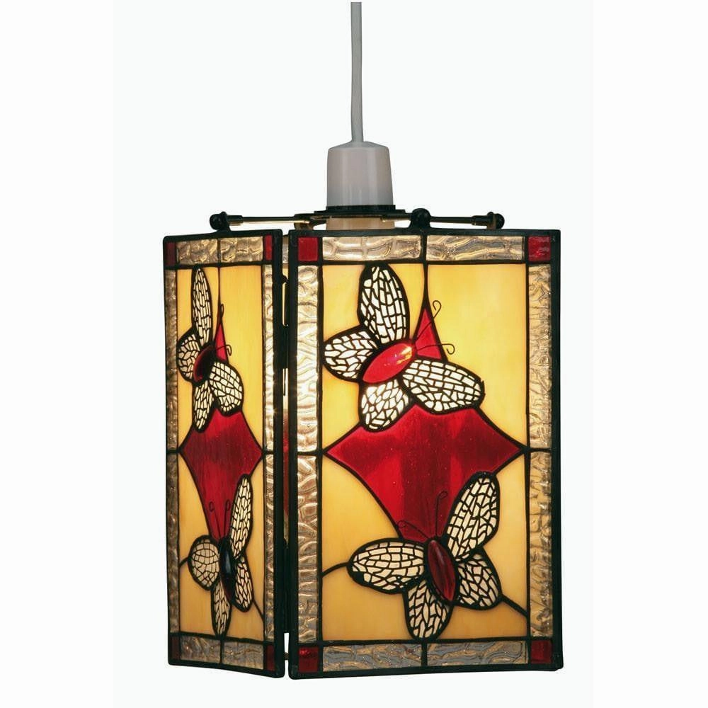 Red Butterfly Easy Fit Tiffany Ceiling Lamp Shade simple ceiling design light