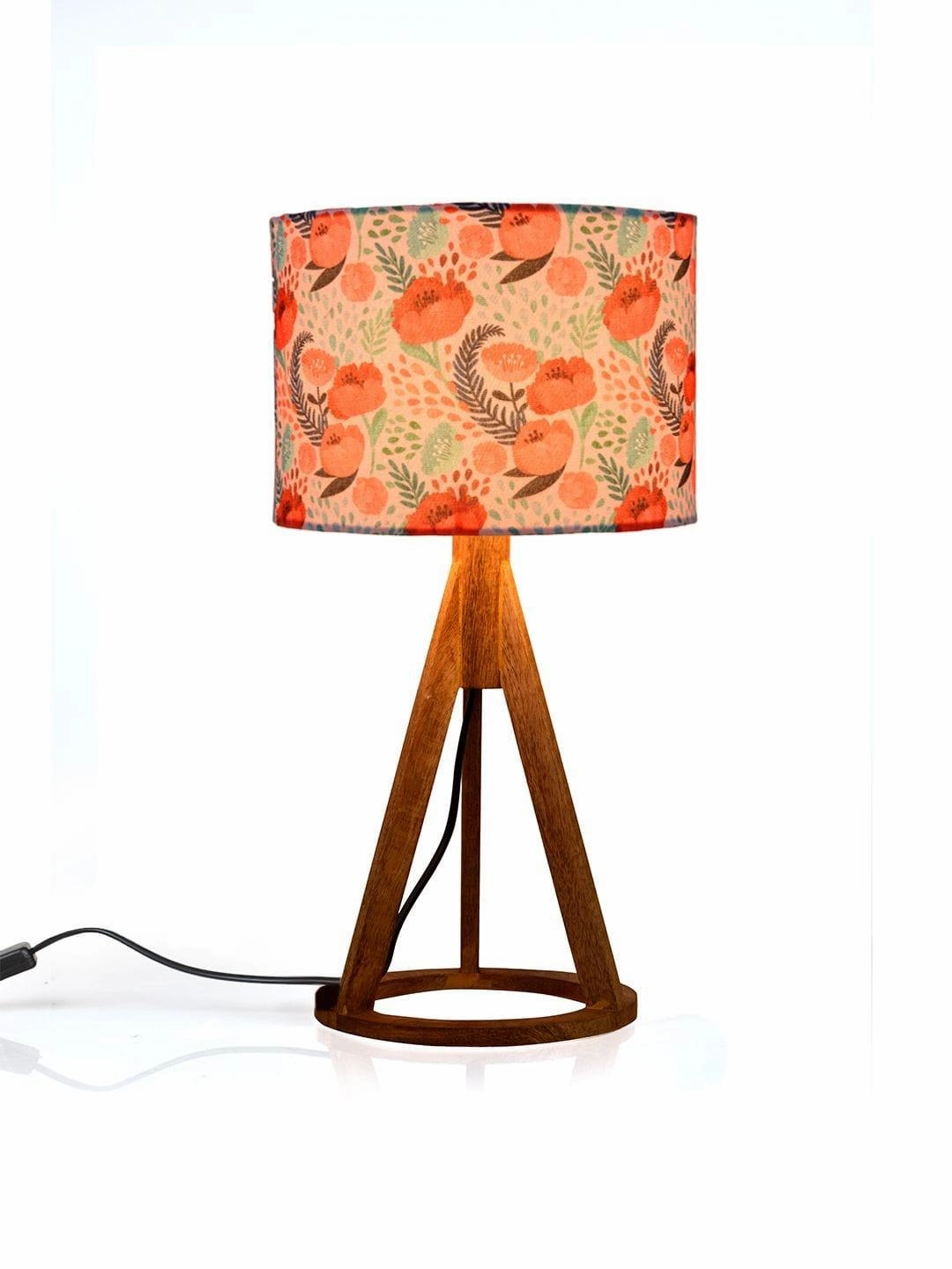 Red Roses Trio Wooden Lamp