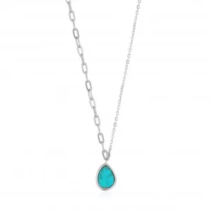 Rhodium Tidal Turquoise Mixed Link Necklace N027-02H Ania Haie Jewellery