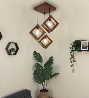 Rhombus Brown Cluster Hanging Lamp (BULB NOT INCLUDED) contemporary ceiling fixture